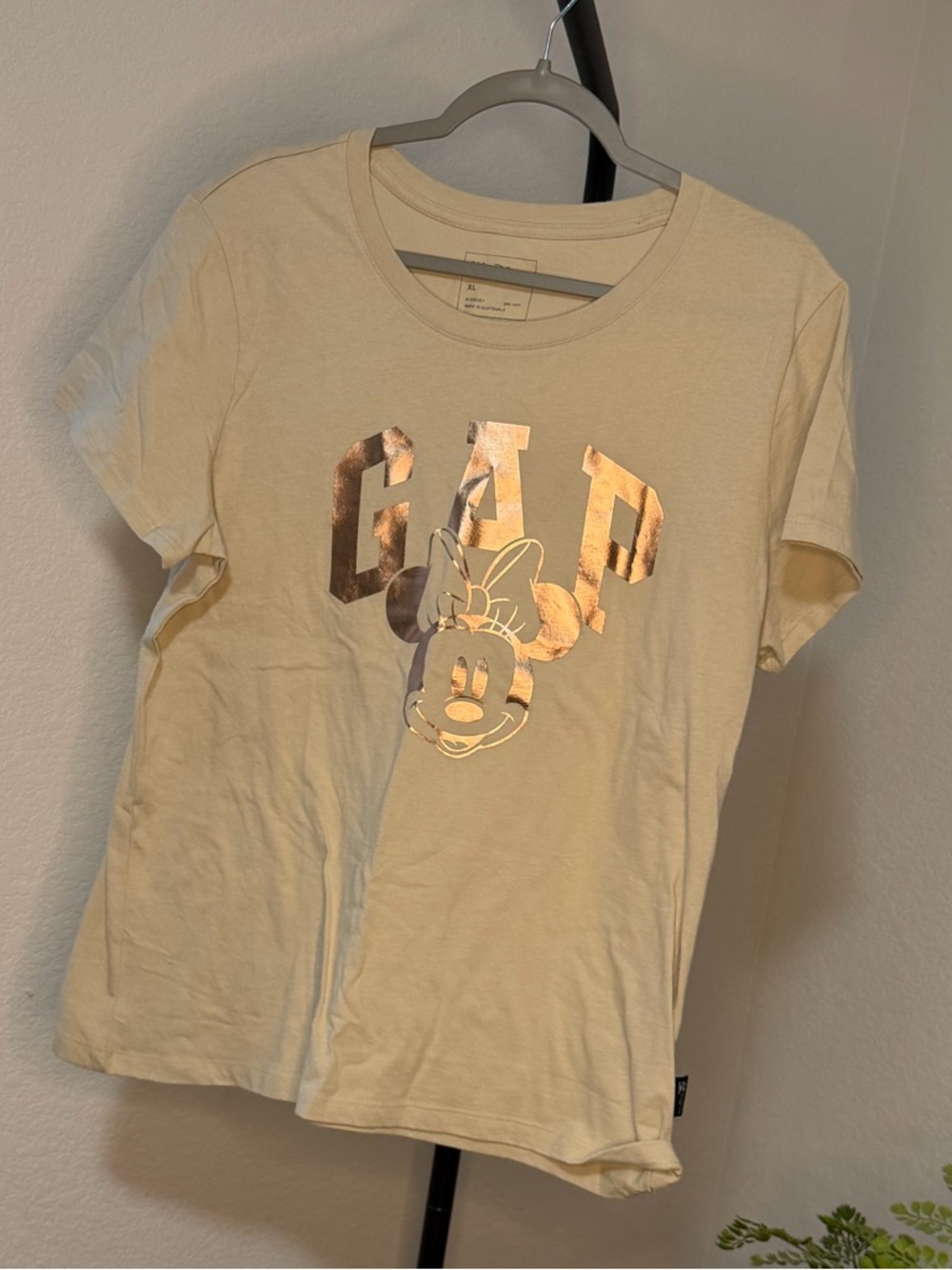 GAP Cream Tee with Metallic Gold Logo and Mickey